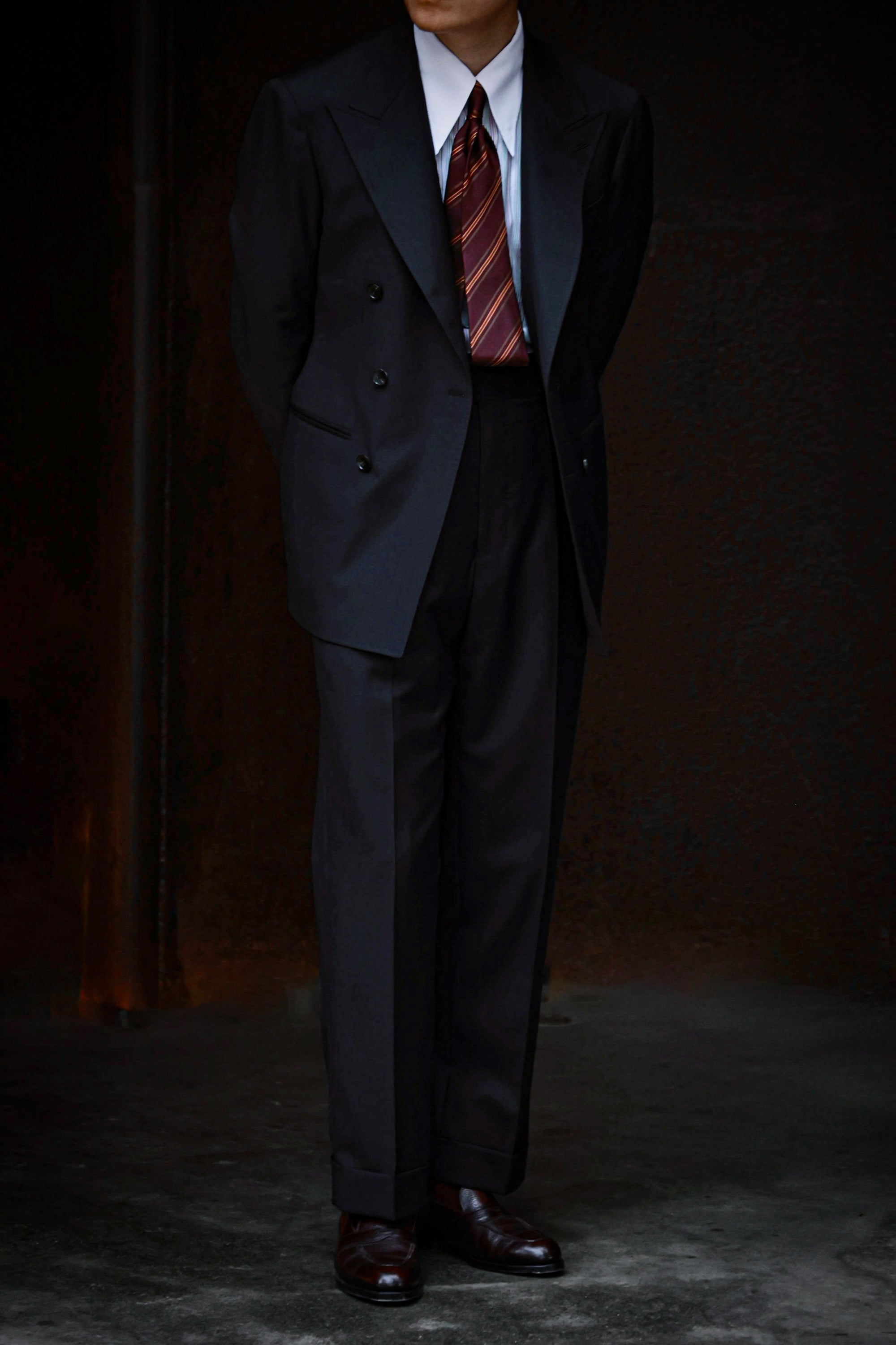 Ugentle Contrast Collar Long Point Collar Shirt — Capri Stripe