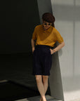 Ugentle Linen/Cotton Knitted Polo Beige Amber Gold