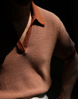 Ugentle Open Collar Cotton Knitted Polo Terracotta