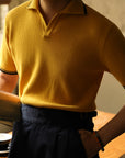 Ugentle Buttonless Cotton Knitted Polo Amber Gold