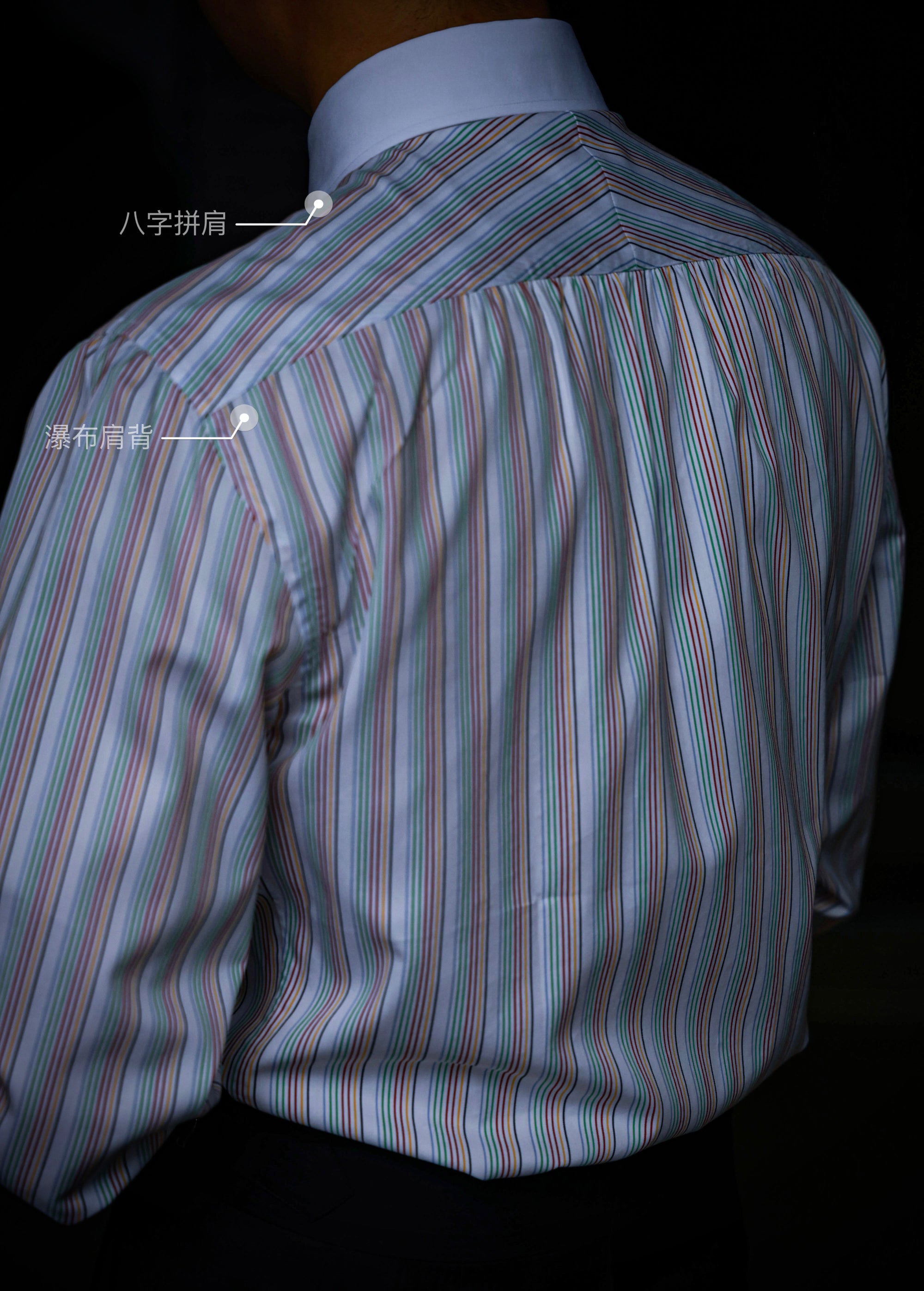 Ugentle Contrast Collar Long Point Collar Shirt — Capri Stripe