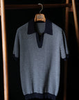 Ugentle Open Collar Cotton Knitted Polo Indigo