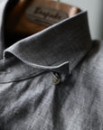 Ugentle Spread Collar Linen Shirt — Grey