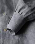 Ugentle Spread Collar Linen Shirt — Grey