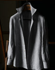 Ugentle Spread Collar Linen Shirt — Grey