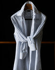 Ugentle Button down Collar Linen-Cotton — Light Grey Stripe