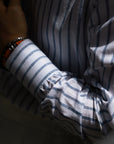 Ugentle Button down Collar Linen-Cotton — Light Grey Stripe