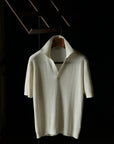 Ugentle Crochet Open Collar Cotton Knitted Polo Off White