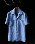 Ugentle Cuban Collar Short Sleeve Linen Shirt — Blue Gun Club Check