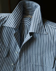 Ugentle Cuban Collar Short Sleeve Shirt — Navy Stripe Seersucker