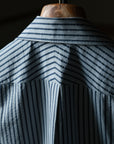 Ugentle Cuban Collar Short Sleeve Shirt — Navy Stripe Seersucker