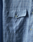 Ugentle Button Down Collar Linen Shirt — Misty Blue Check