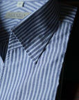Ugentle One-piece Collar CANCLINI Shirt — Blue Pencil Stripe