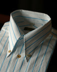 Ugentle Long Point Button Down Collar Shirt — Glacier Stripe