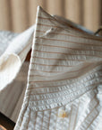 Ugentle One-piece Collar Shirt — Seersucker Beige Pencil Stripe