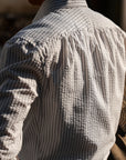 Ugentle One-piece Collar Shirt — Seersucker Grey Pencil Stripe