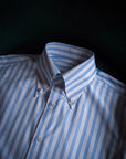 Ugentle Button Down Collar Shirt — Light Blue Wide Stripe