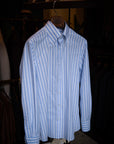 Ugentle Button Down Collar Shirt — Light Blue Wide Stripe