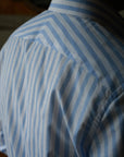Ugentle Button Down Collar Shirt — Light Blue Wide Stripe
