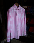 Ugentle Spread Collar Shirt — Pink wide stripe