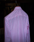 Ugentle Spread Collar Shirt — Pink wide stripe
