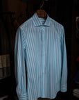 Ugentle Spread Collar Shirt — Glacier wide stripe