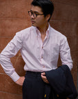 Ugentle Long Point Button Down Collar Shirt — Pink Stripe