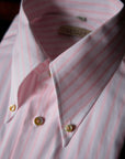 Ugentle Long Point Button Down Collar Shirt — Pink Stripe