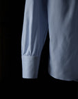 Ugentle Spread Collar Cotton/Silk Shirt — Light Blue Pencil Stripe
