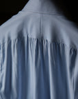 Ugentle Spread Collar Cotton/Silk Shirt — Light Blue Pencil Stripe