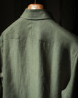 Ugentle Spread Collar Linen Shirt — Jade