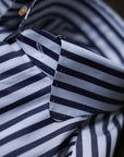 Ugentle Handcrafted Spread Collar Shirt — Blue stripe