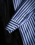 Ugentle Handcrafted Spread Collar Shirt — Blue stripe