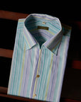 Ugentle One-piece Collar Shirt — Santorini Turquoise stripe