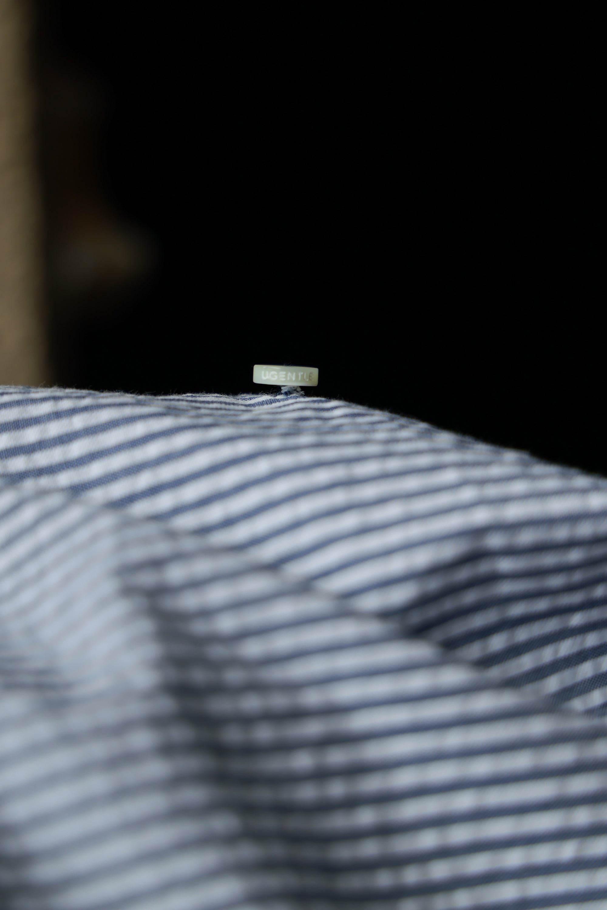 Ugentle One-piece Collar Shirt — Blue Pencil Stripe Seersucker