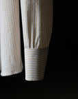 Ugentle One-piece Collar Shirt — Brown Pencil Stripe Seersucker