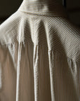Ugentle One-piece Collar Shirt — Brown Pencil Stripe Seersucker