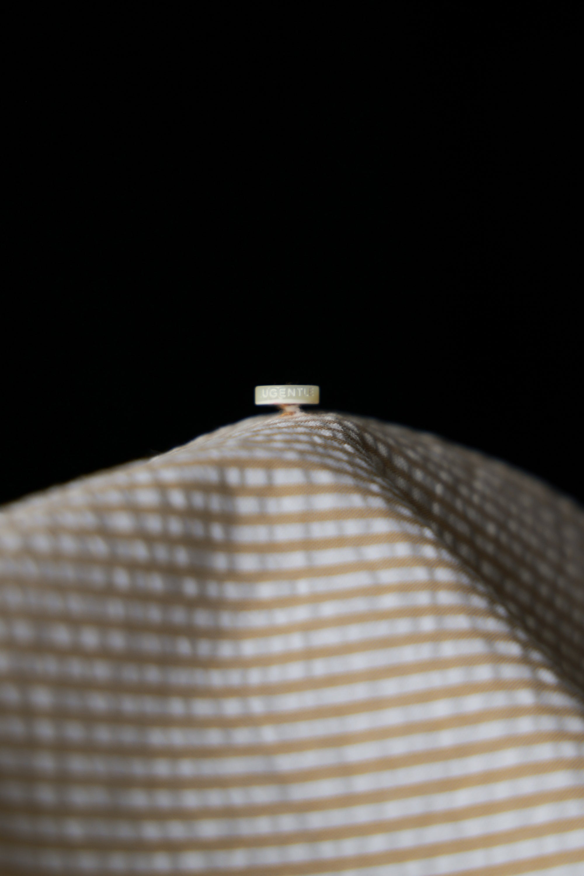 Ugentle One-piece Collar Shirt — Brown Pencil Stripe Seersucker