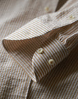 Ugentle One-piece Collar Shirt — Brown Pencil Stripe Seersucker
