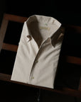 Ugentle One-piece Collar Shirt — Brown Pencil Stripe Seersucker