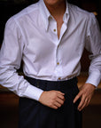 Ugentle Long Point Collar Shirt — Pencil Navy Stripe