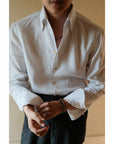Ugentle One-piece Collar Linen Shirt — Neutral