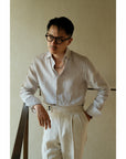 Ugentle Spread Collar Linen Shirt — Neutral