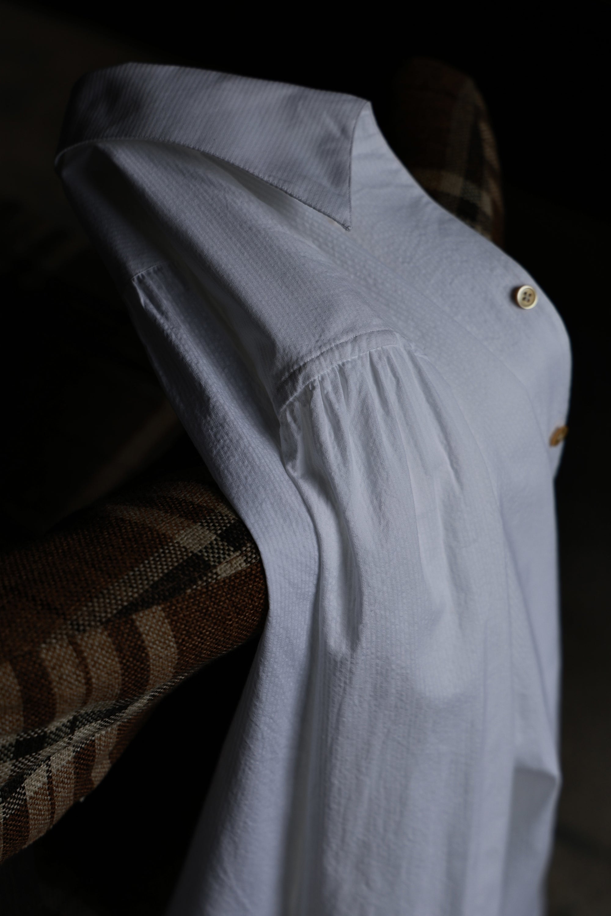 Ugentle One-piece Collar Shirt — Neutral Seersucker