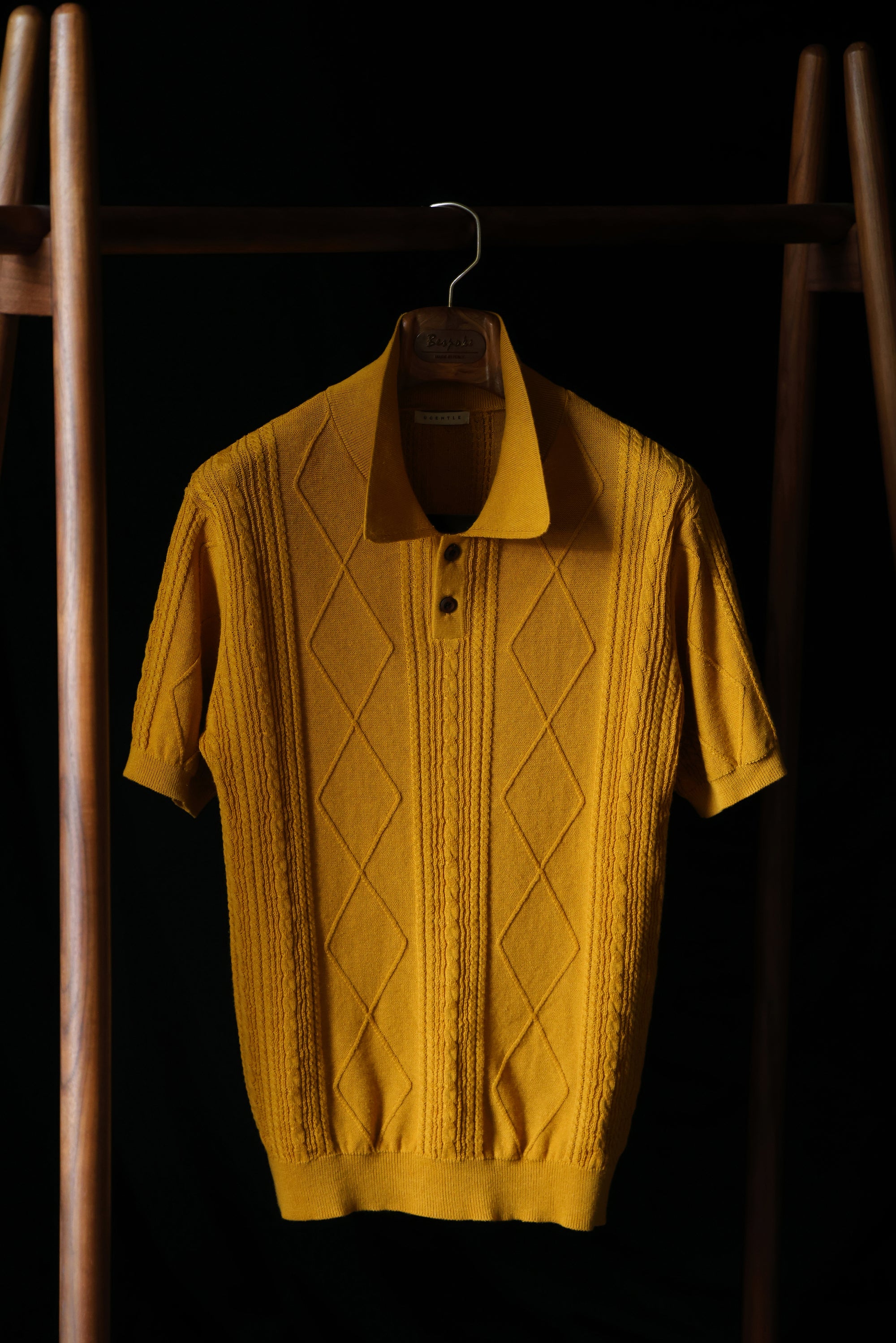 Ugentle Linen/Cotton Knitted Polo Beige Amber Gold