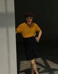 Ugentle Linen/Cotton Knitted Polo Beige Amber Gold