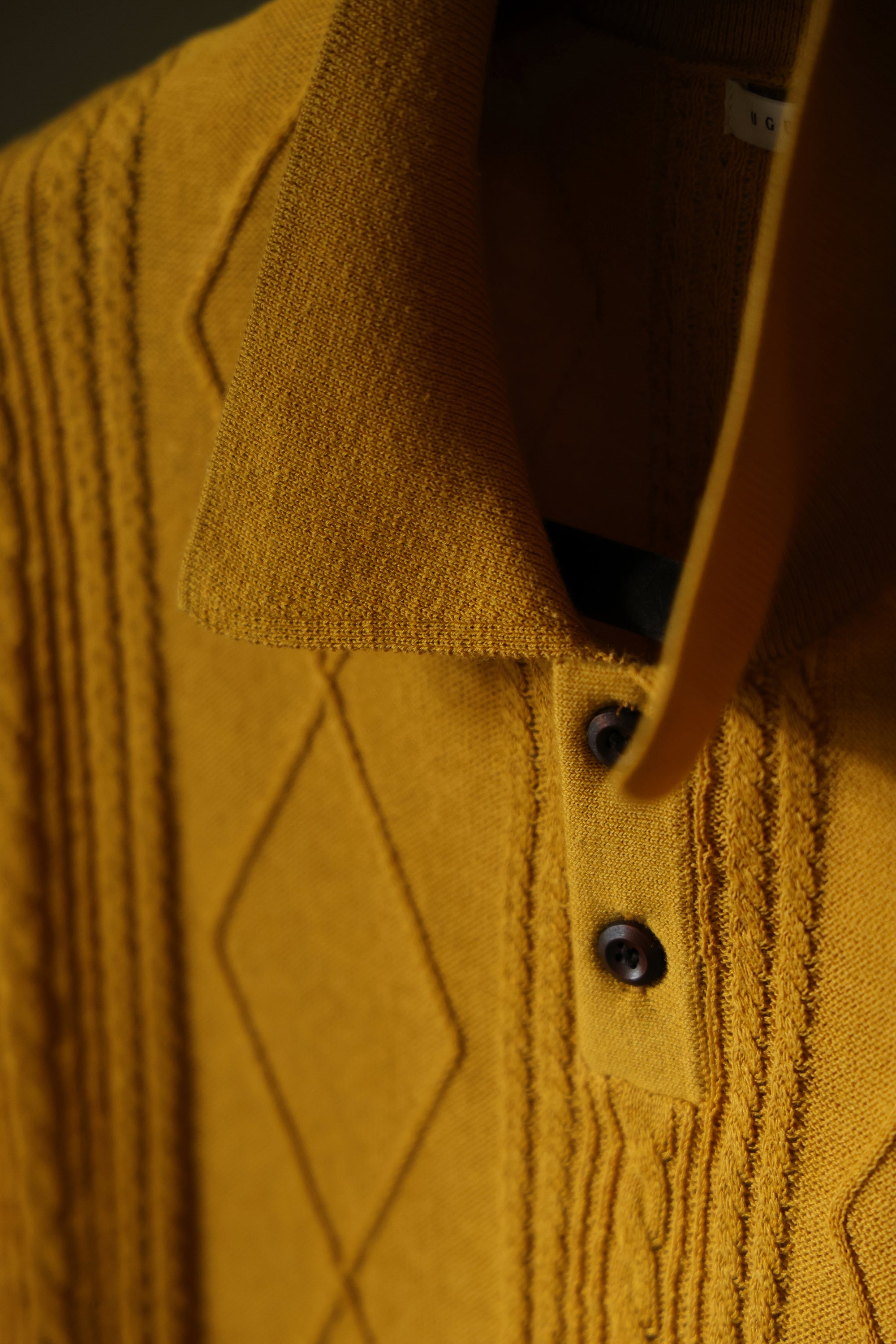 Ugentle Linen/Cotton Knitted Polo Beige Amber Gold