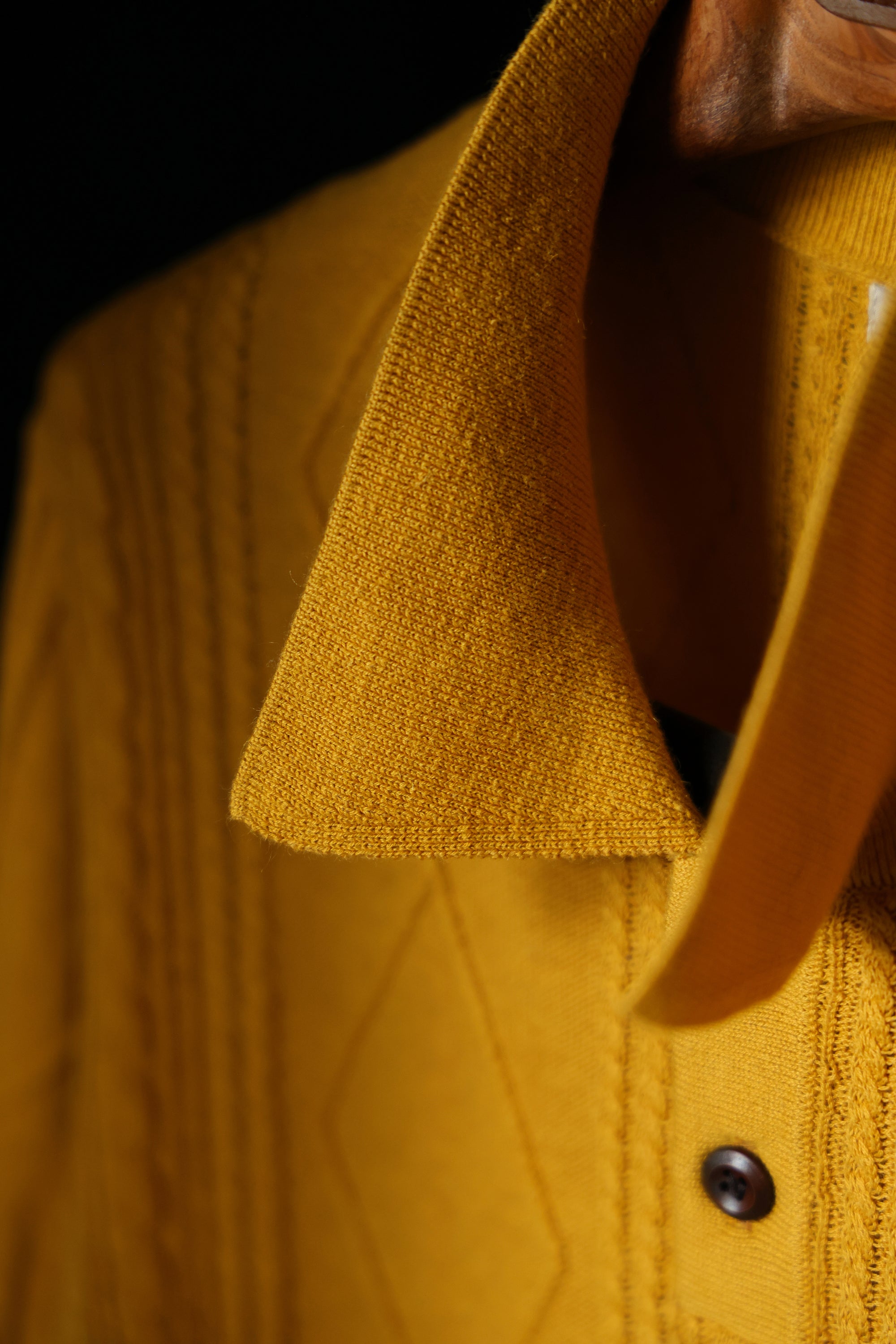 Ugentle Linen/Cotton Knitted Polo Beige Amber Gold