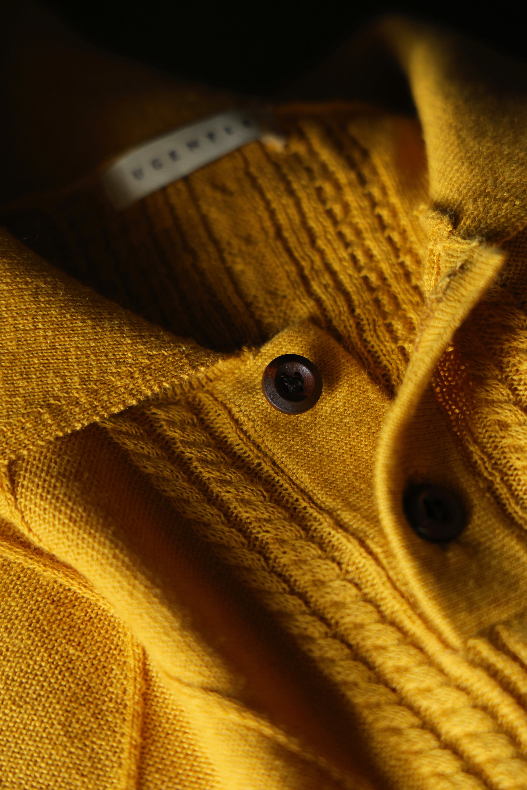 Ugentle Linen/Cotton Knitted Polo Beige Amber Gold