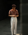 Ugentle Open Collar Cotton Knitted Polo Terracotta